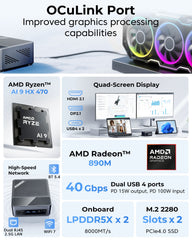 ACEMAGIC F5A AMD Ryzen AI 9 HX 470 Mini PC